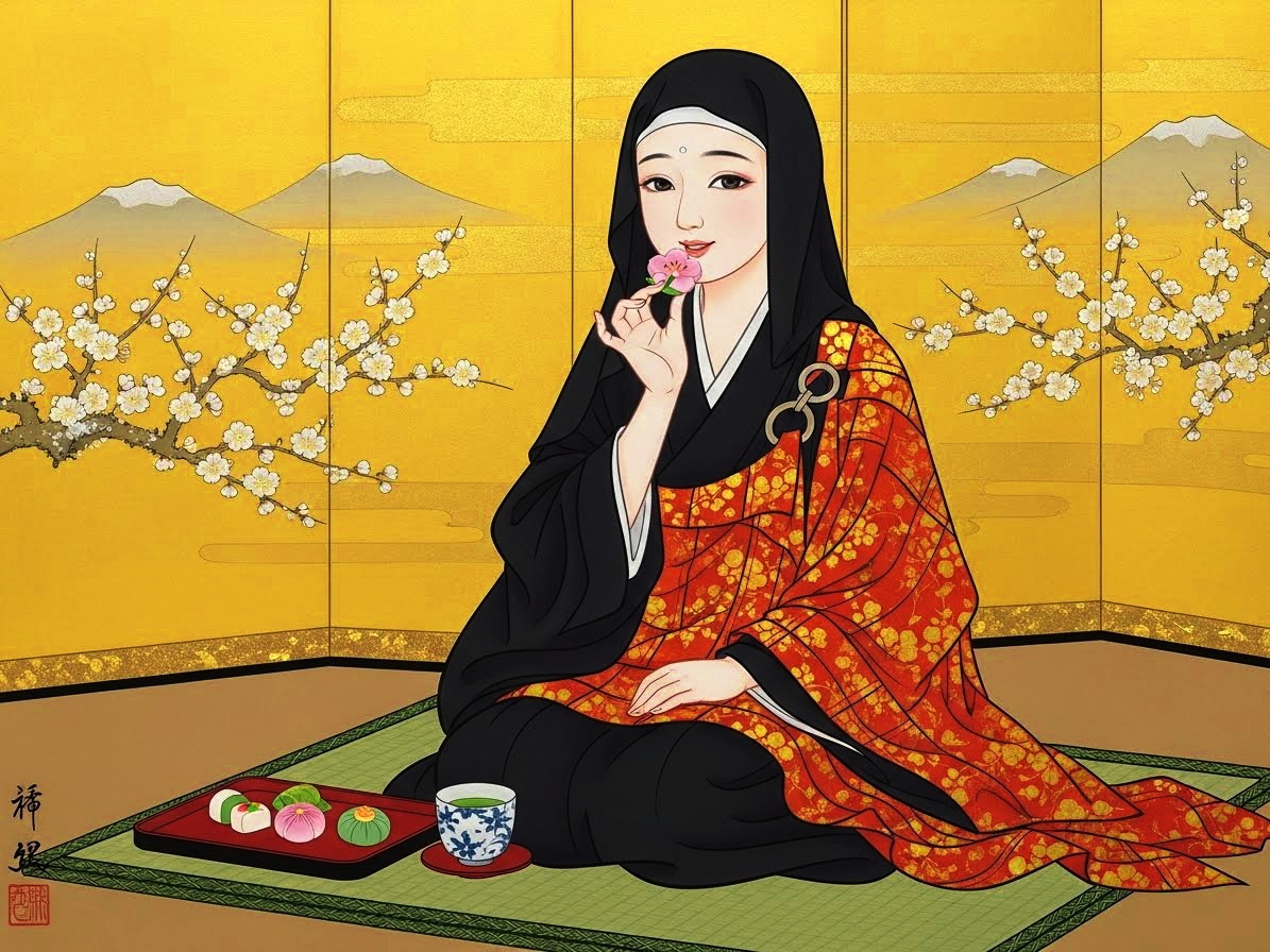 甘い物を食す尼さん | の人気AIイラスト・グラビア