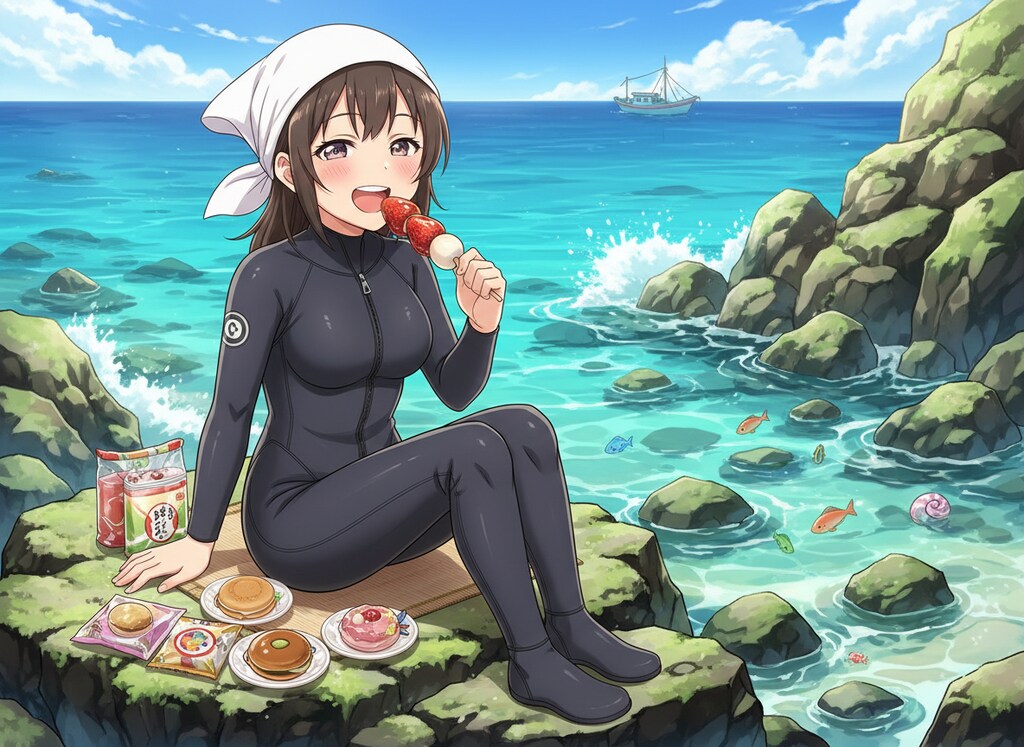 甘い物を食す尼さん