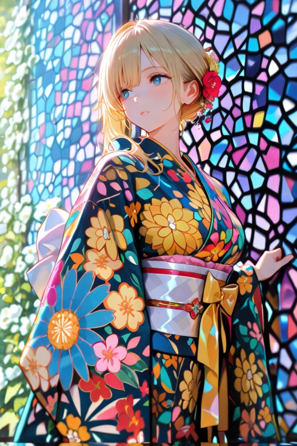 着物の金髪ちゃん