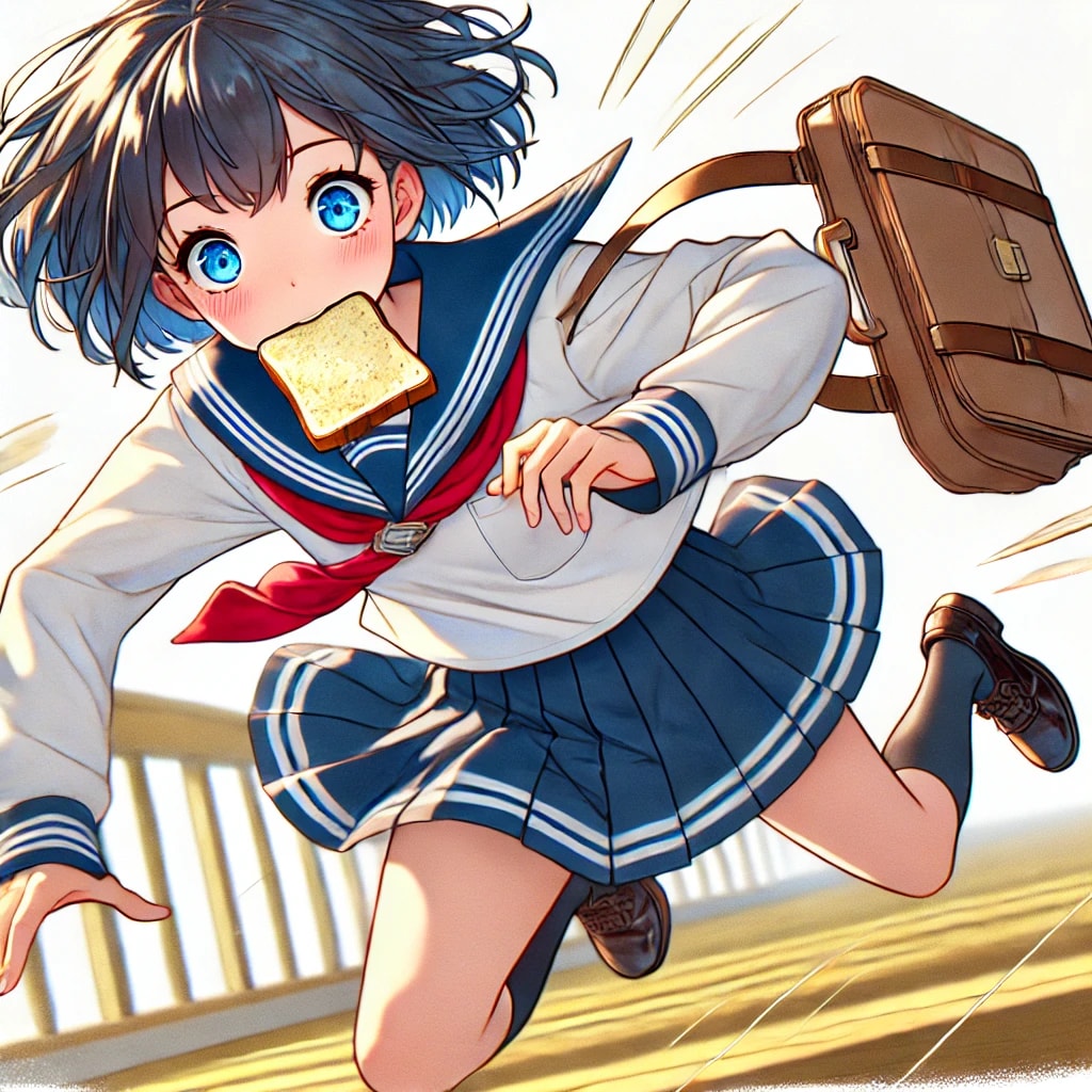 パンをくわえながら転倒②