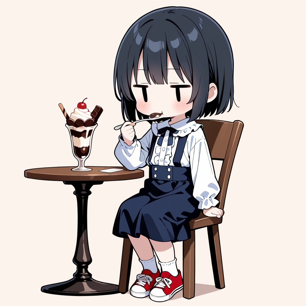 パフェを食べる