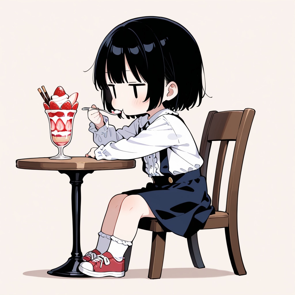 パフェを食べる