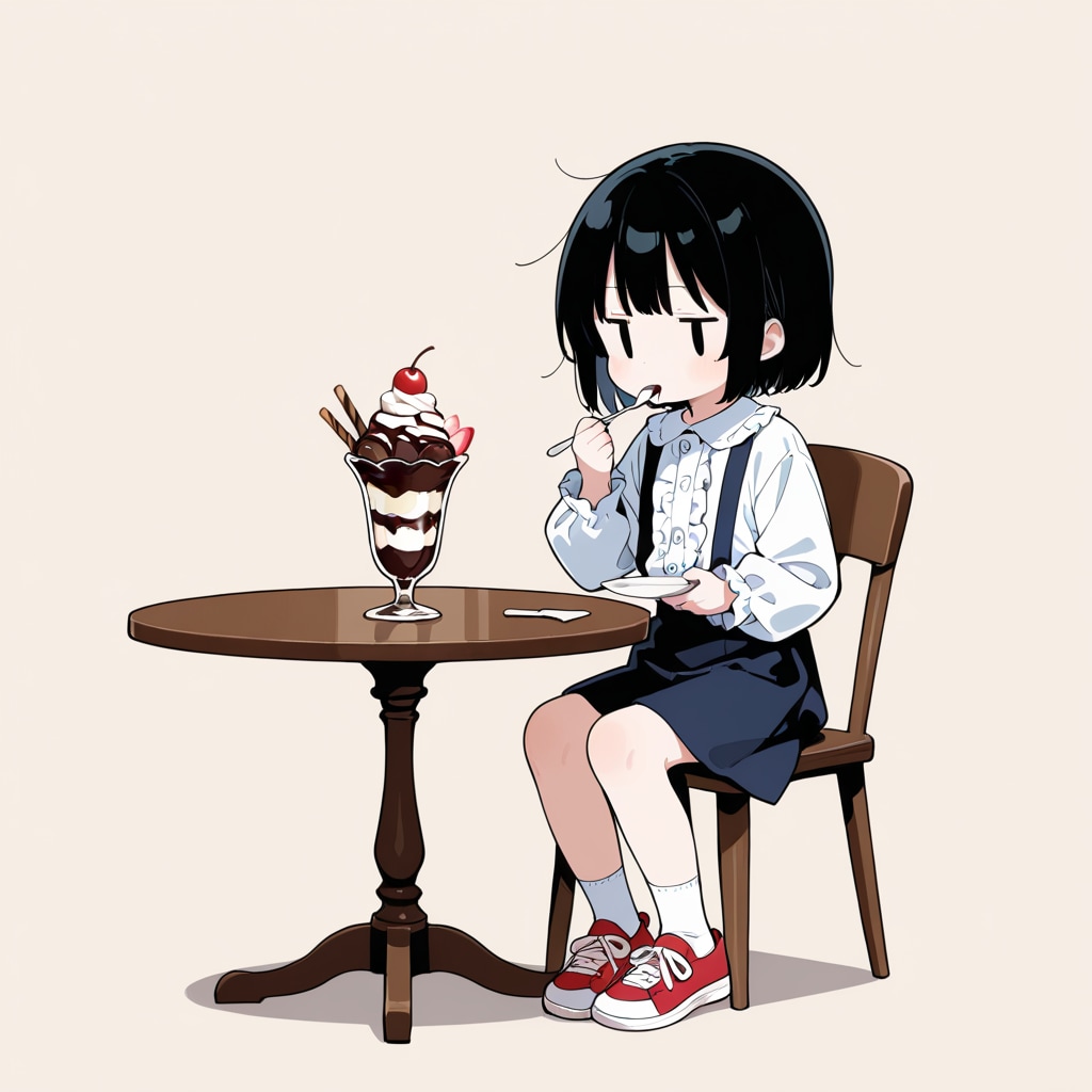 パフェを食べる