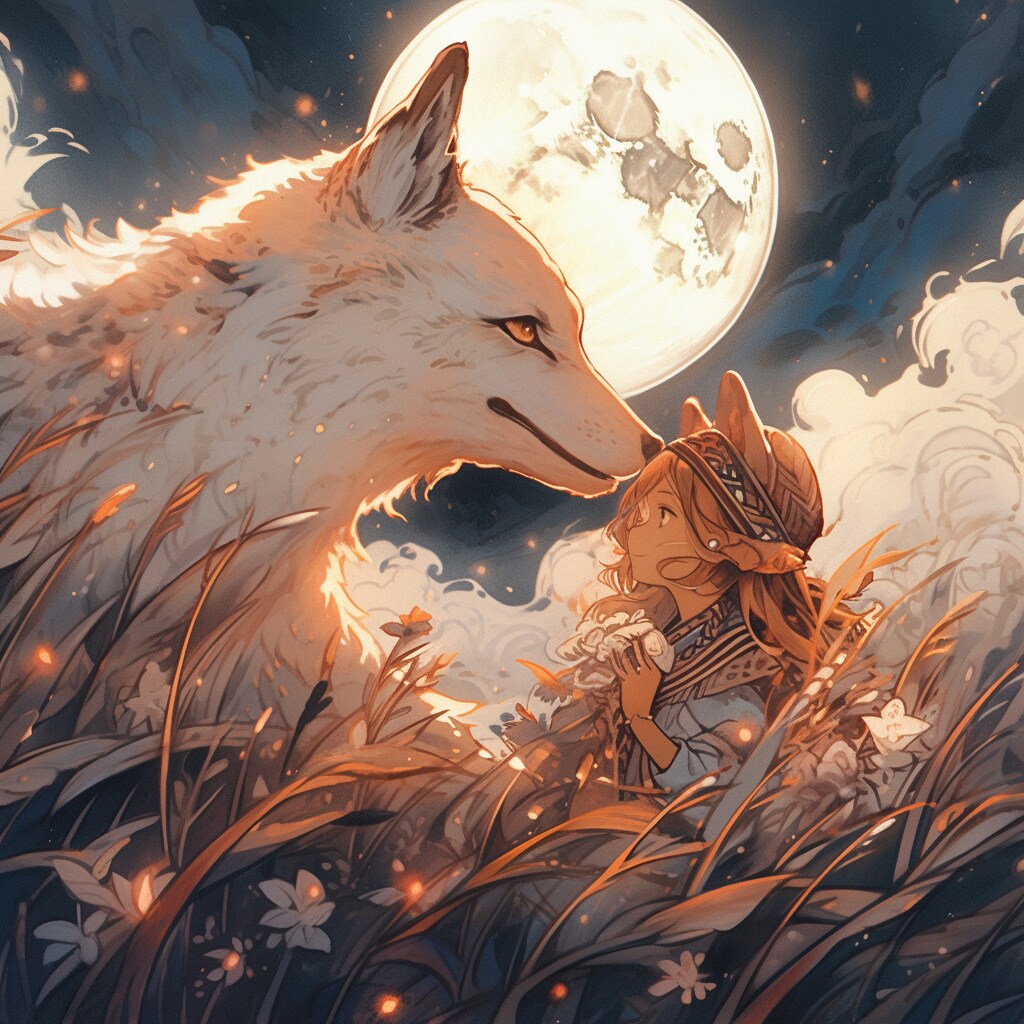 月夜の狐と女の子02