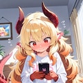 不意に竜化してしまってスマホ操作に苦労するドラゴン娘 10枚目
