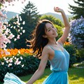 花と踊るドレスの女性 2 6枚目