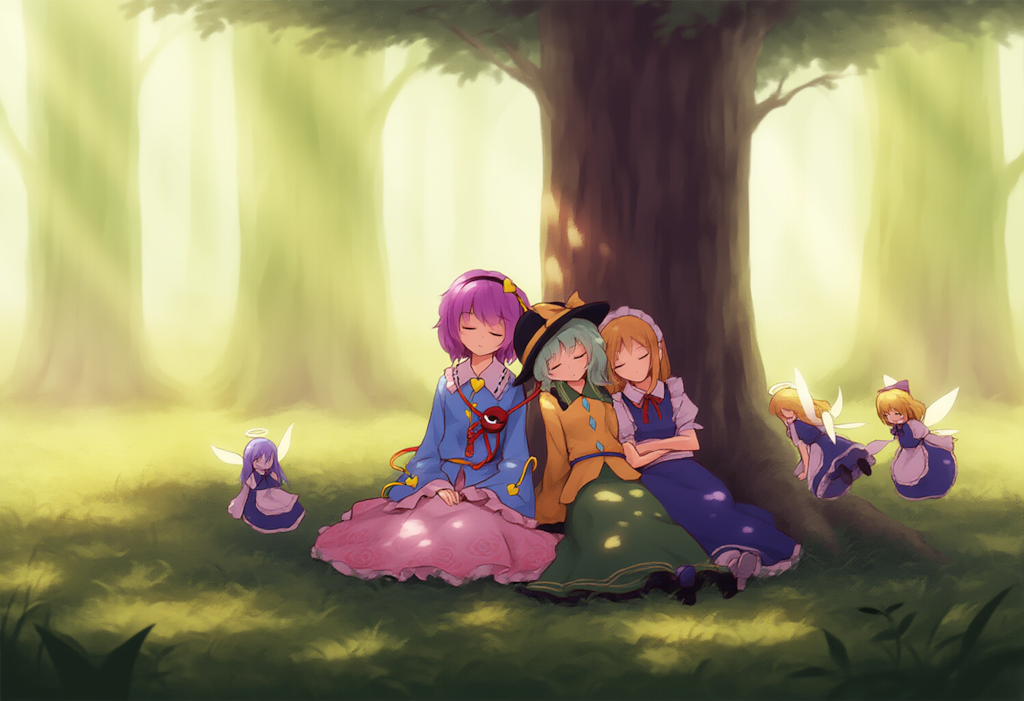 V4フル版　東方　古明地さとり　古明地こいし　木の下でスヤスヤ