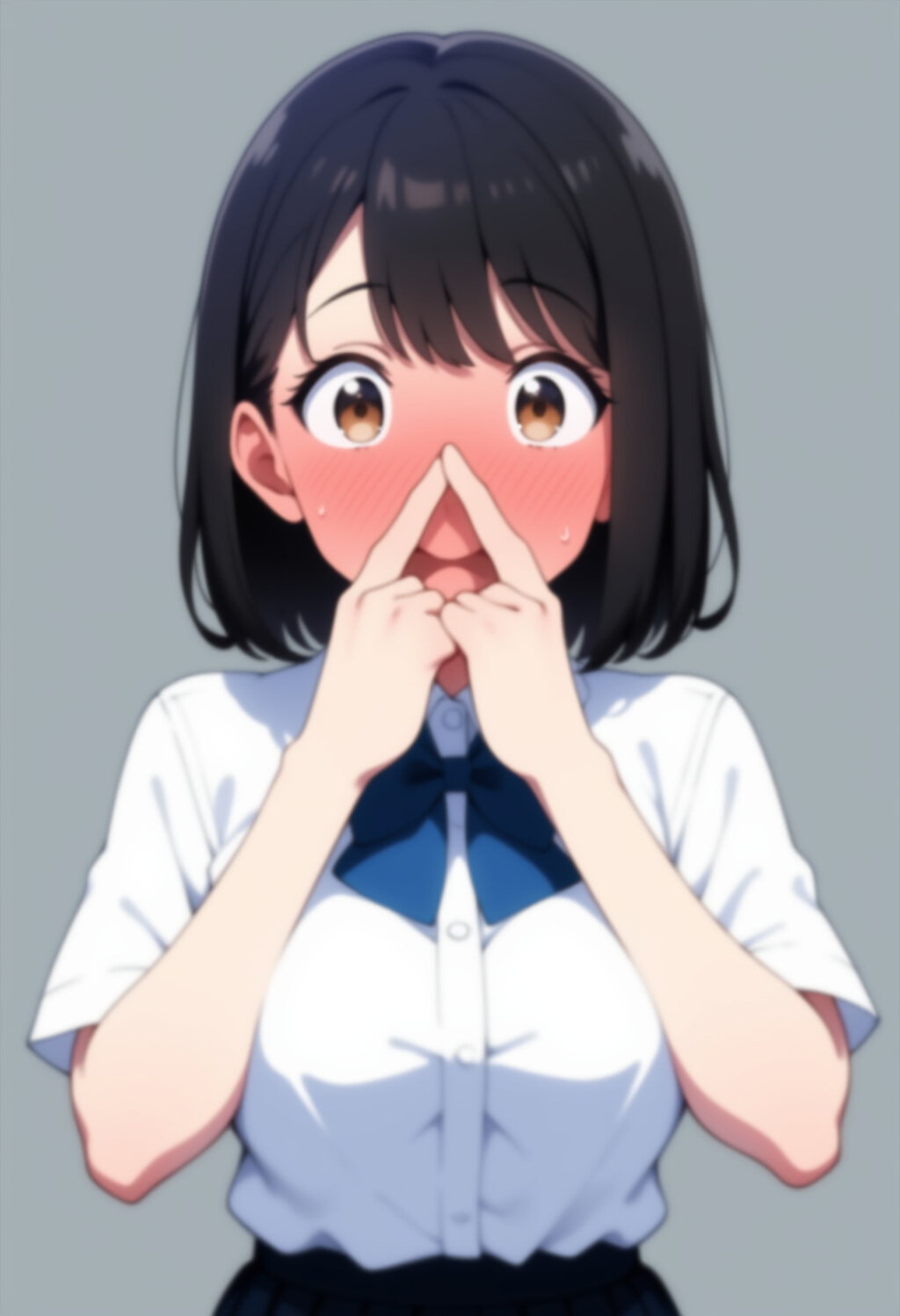 指の間から見ちゃってるJK