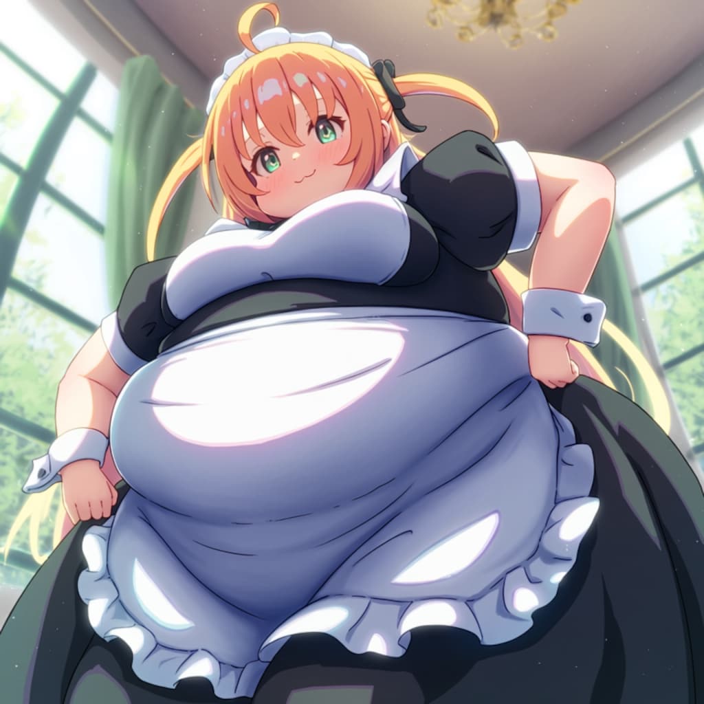 巨漢ぽっちゃりアホ毛メイド