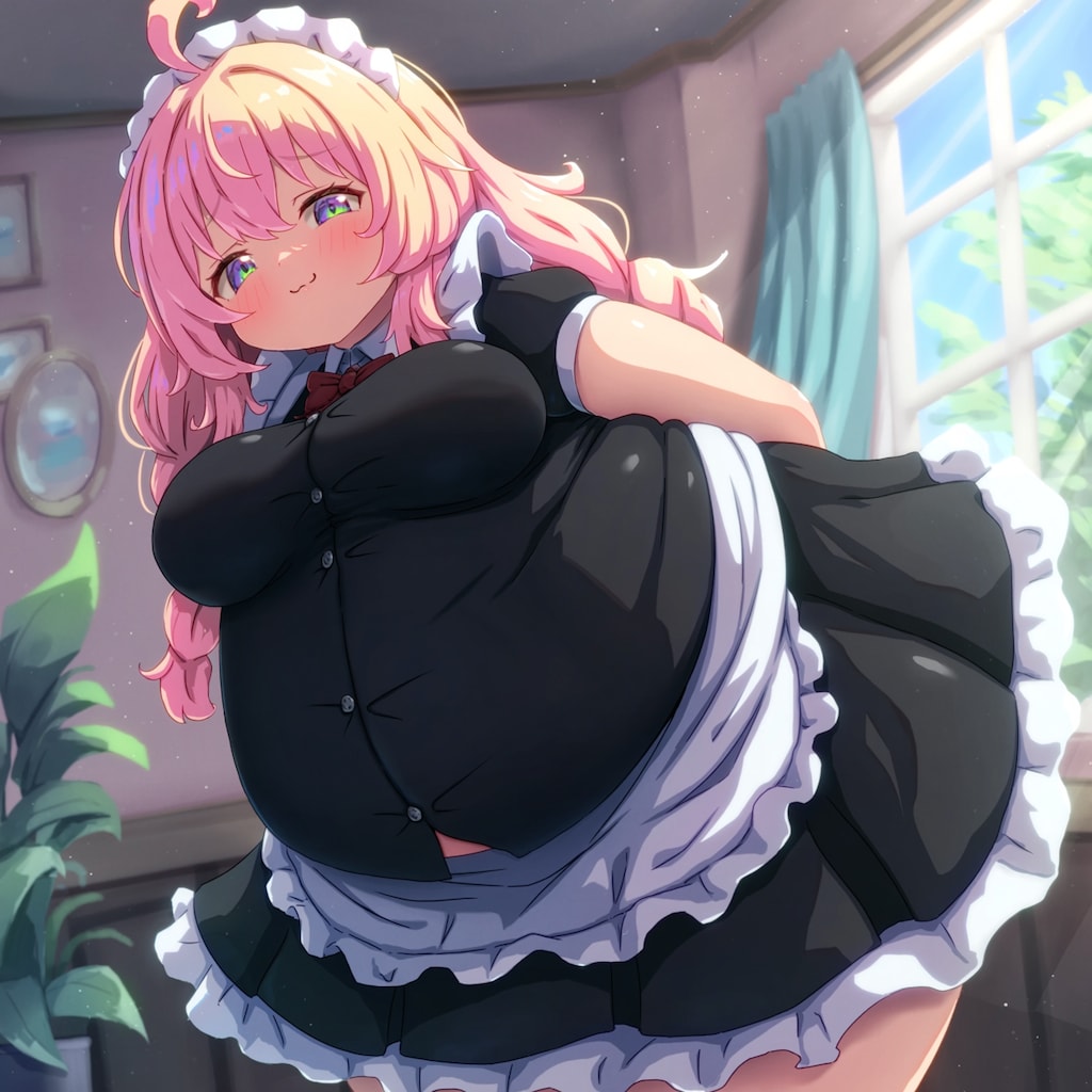 巨漢ぽっちゃりアホ毛メイド
