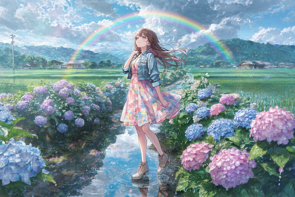 虹と紫陽花