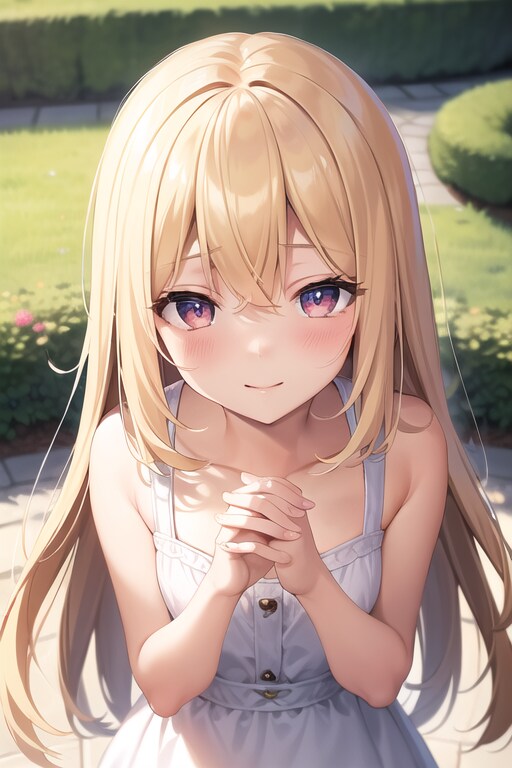 公園で見つめる金色の髪の少女