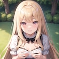 公園で見つめる金色の髪の少女 2枚目