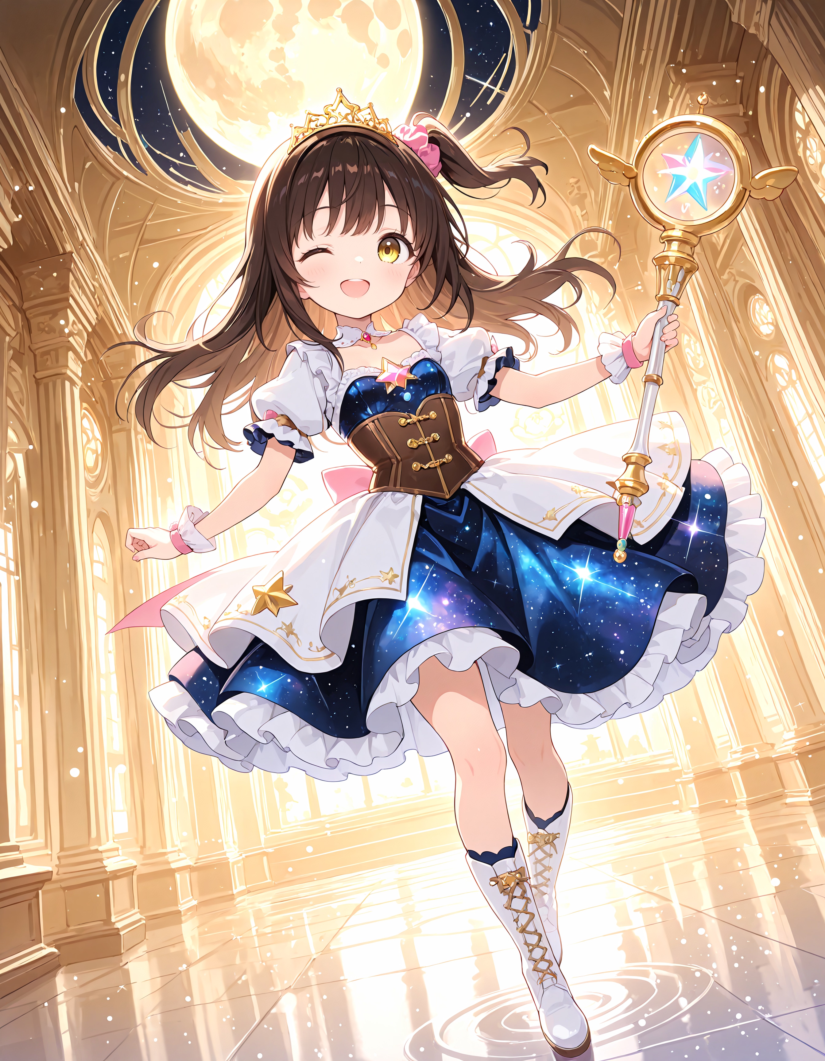満月の下で輝く魔法のドレス