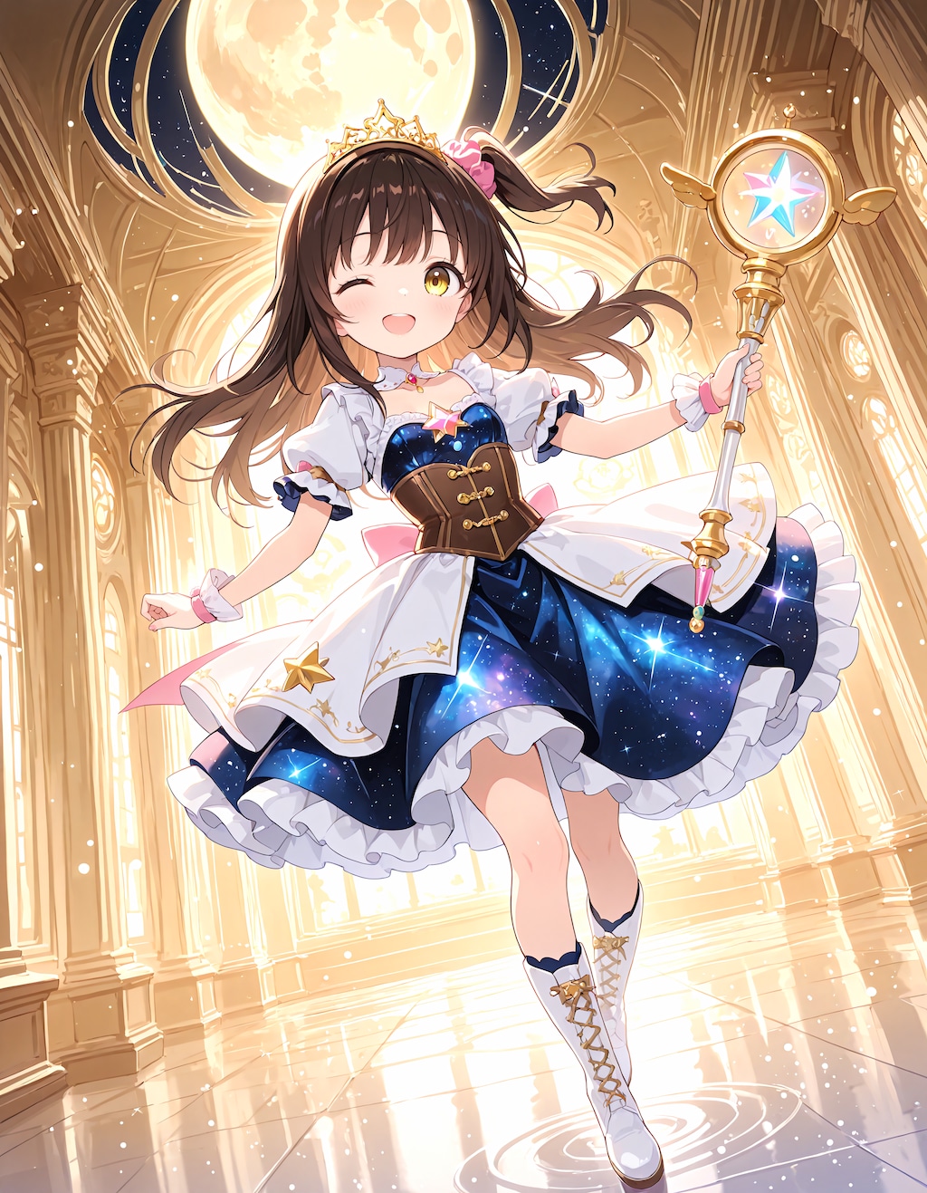 満月の下で輝く魔法のドレス