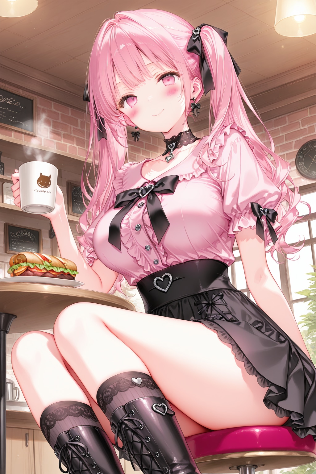 カフェで軽食中の神崎美子さん