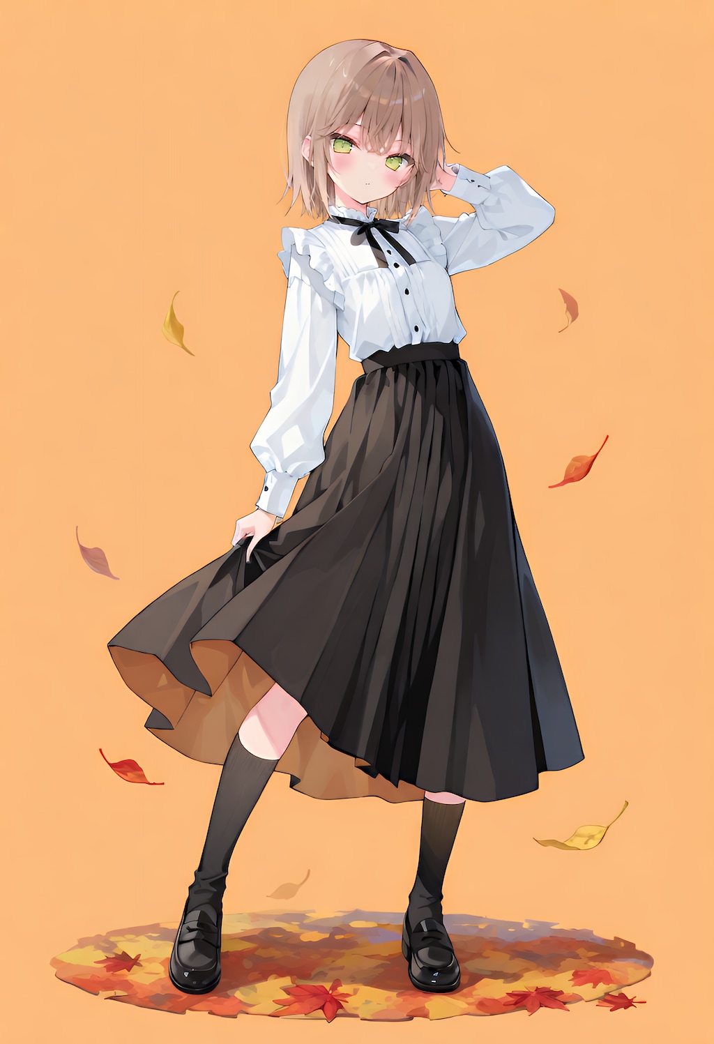 秋のロングスカート