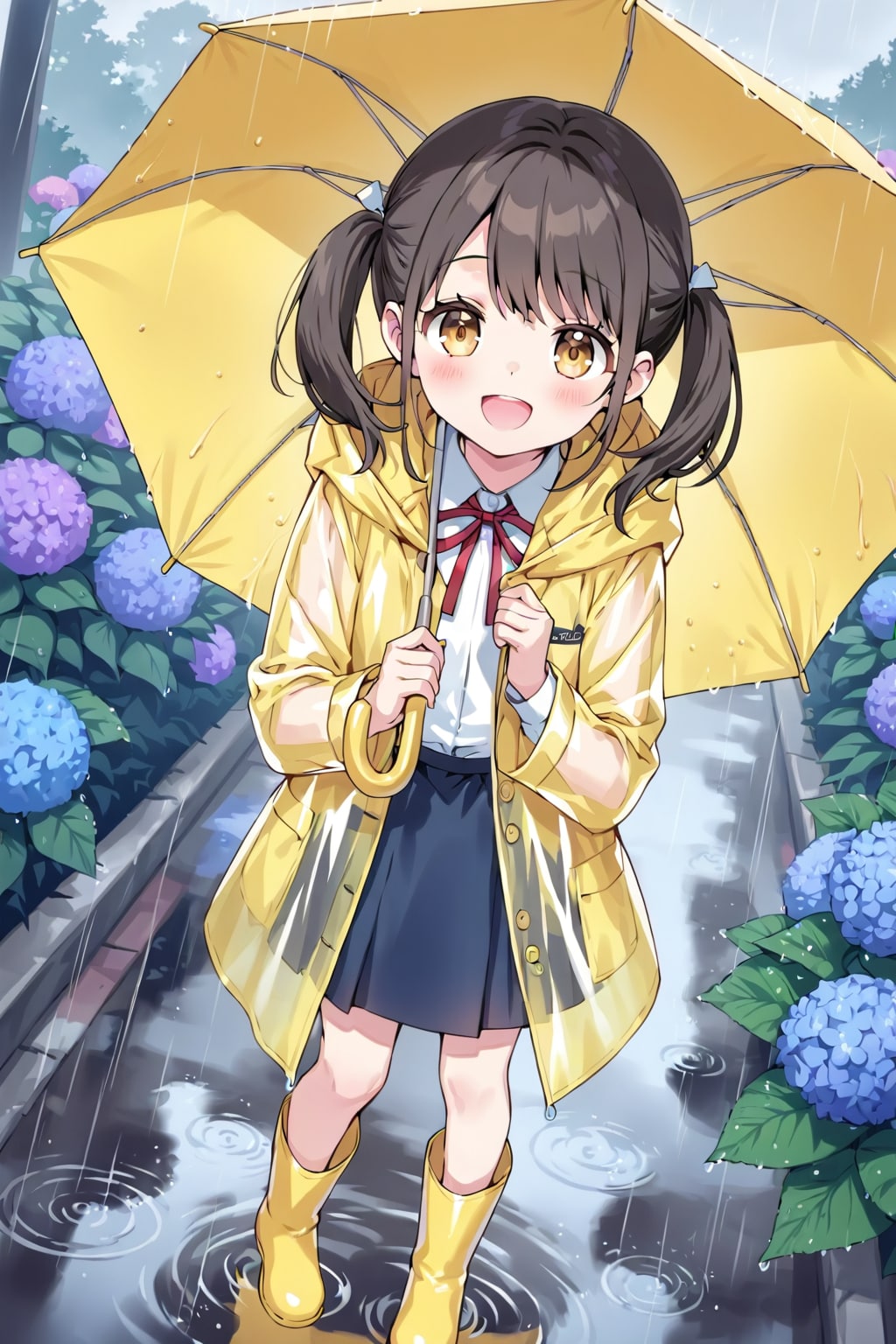 紫陽花と少女