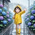 紫陽花と少女 6枚目