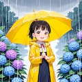 紫陽花と少女 2枚目