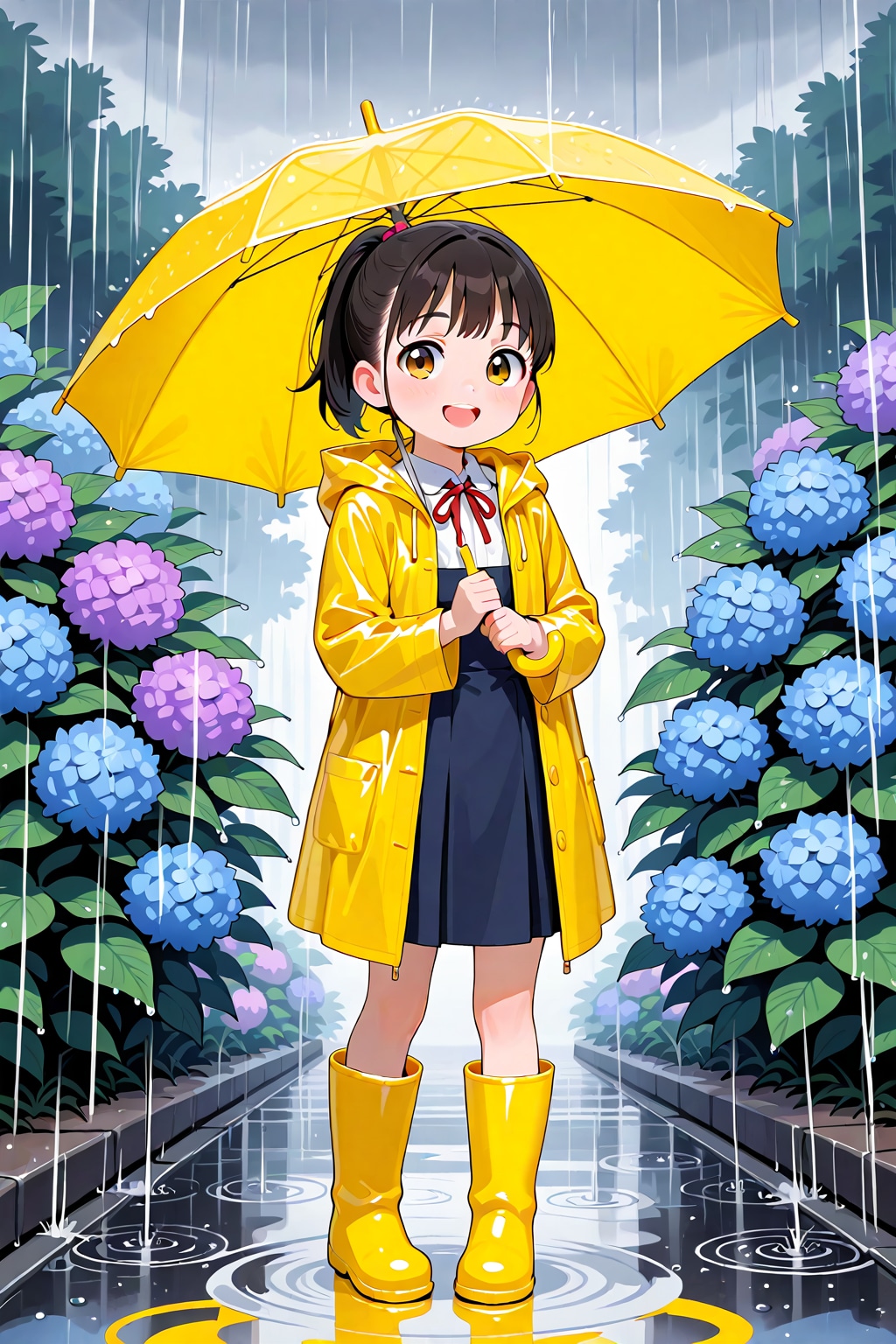 紫陽花と少女
