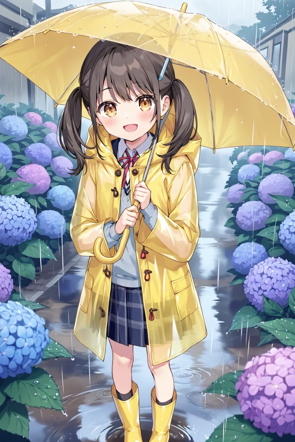 紫陽花と少女
