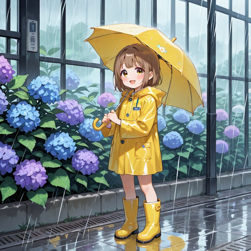 紫陽花と少女