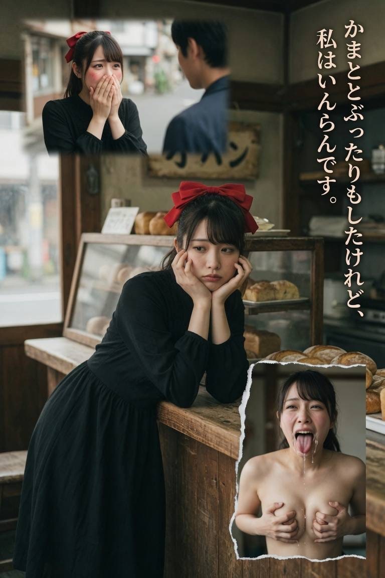 真っ黒な服に大きな赤いリボン…