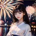 花火と浴衣少女 3枚目