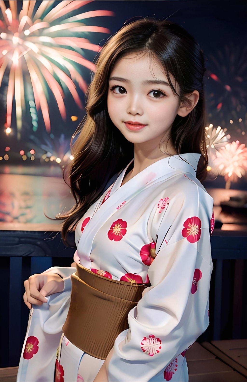 花火と浴衣少女