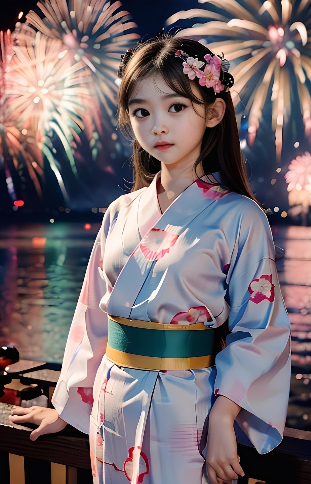 花火と浴衣少女