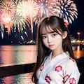 花火と浴衣少女 4枚目