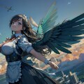 空に羽ばたくメイドさん 2枚目