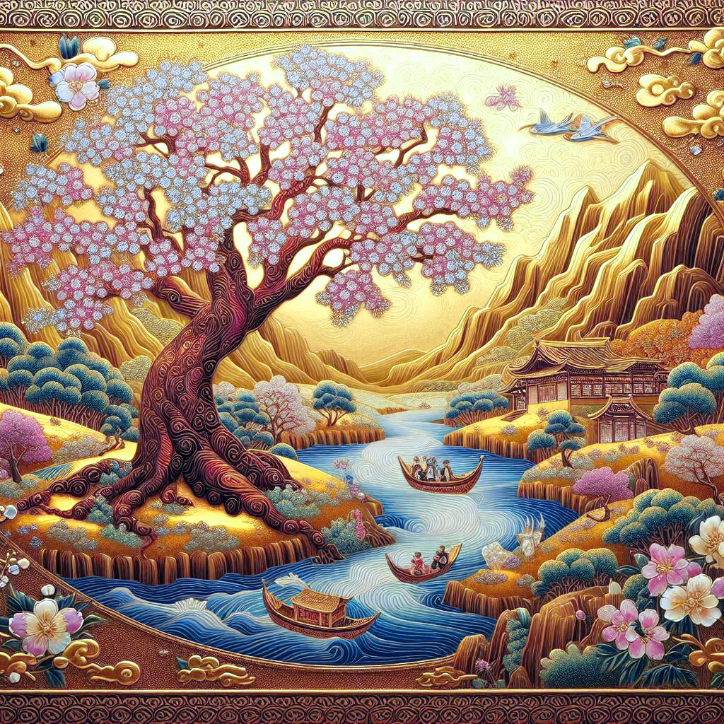 七宝焼・桜流水図