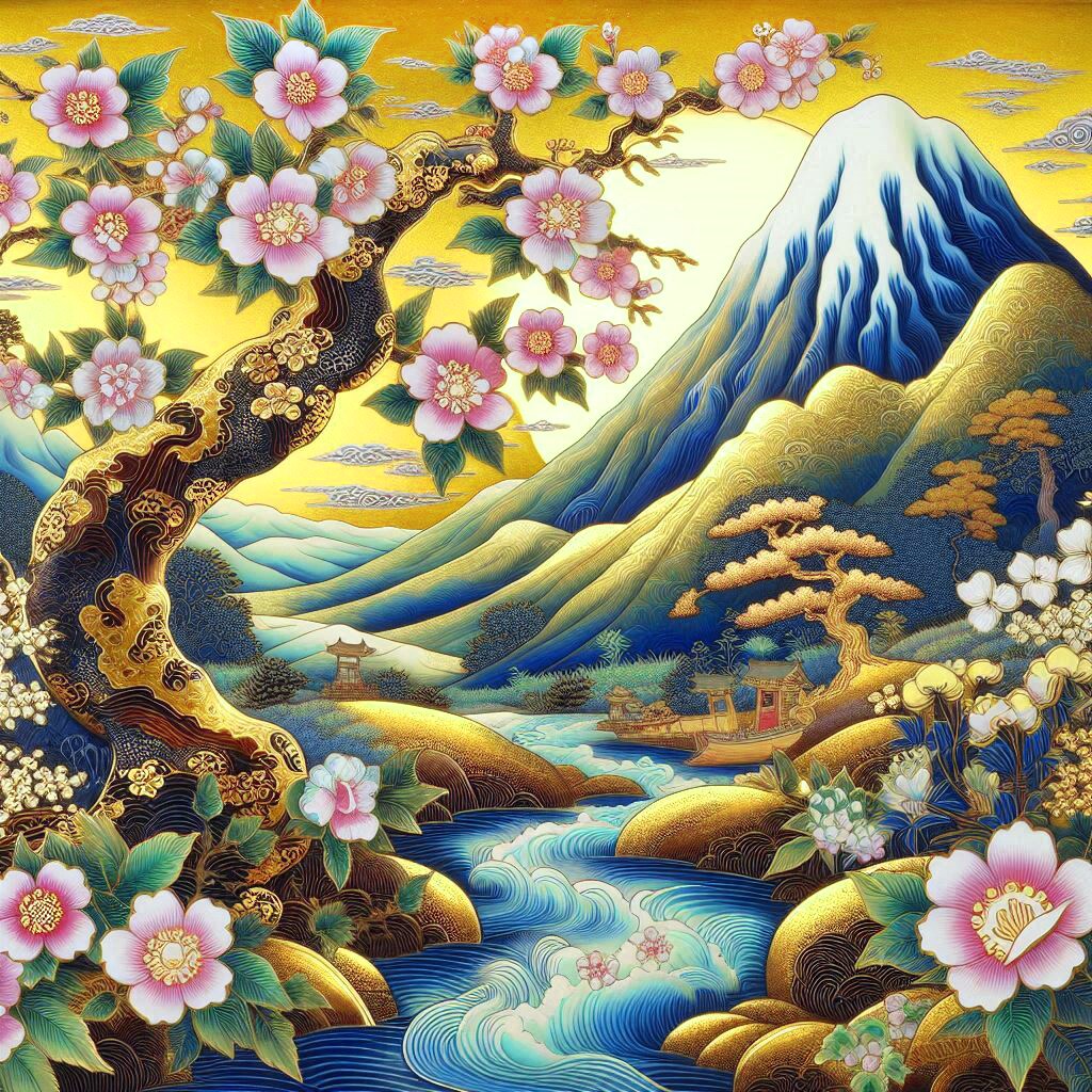 七宝焼・桜流水図