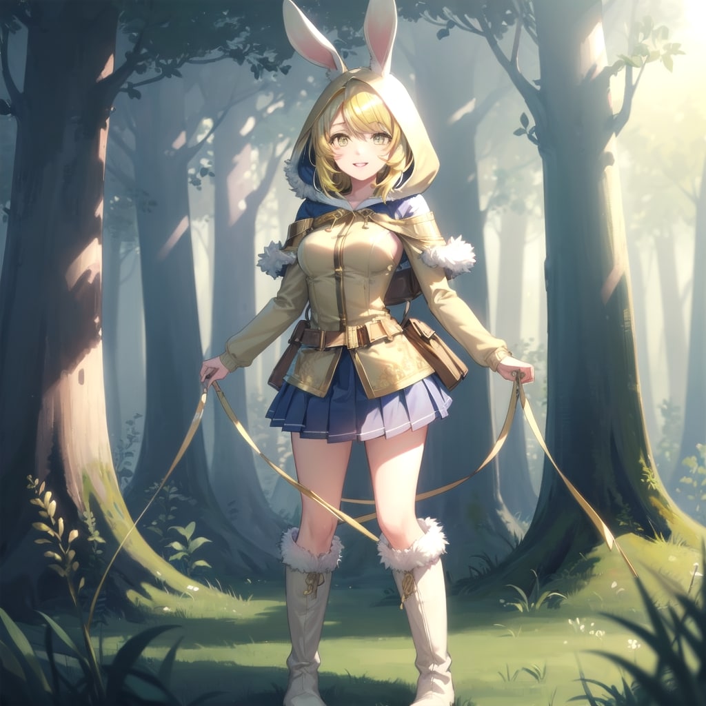 狩猟をする、うさ耳の女の子