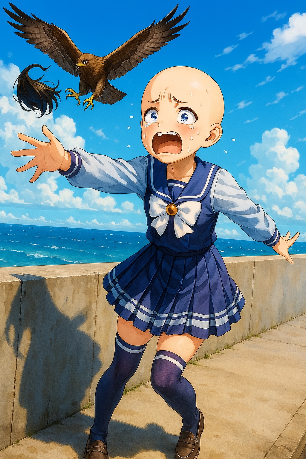 トンビにカツラぬすまれた