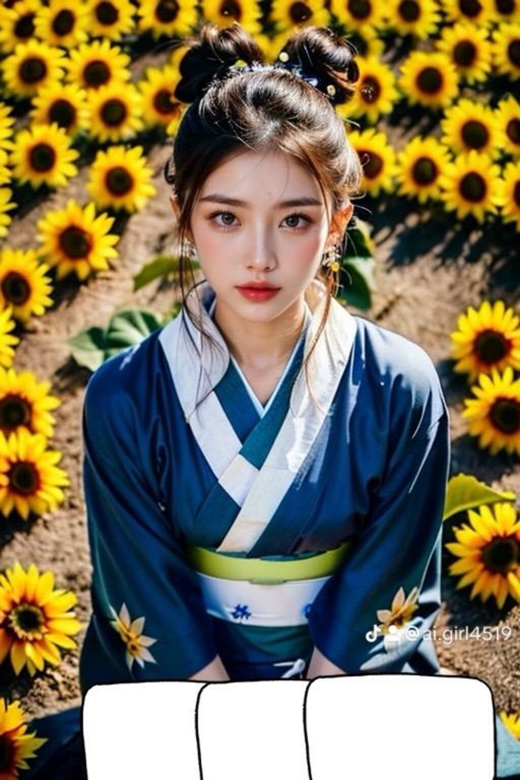 ひまわりと着物