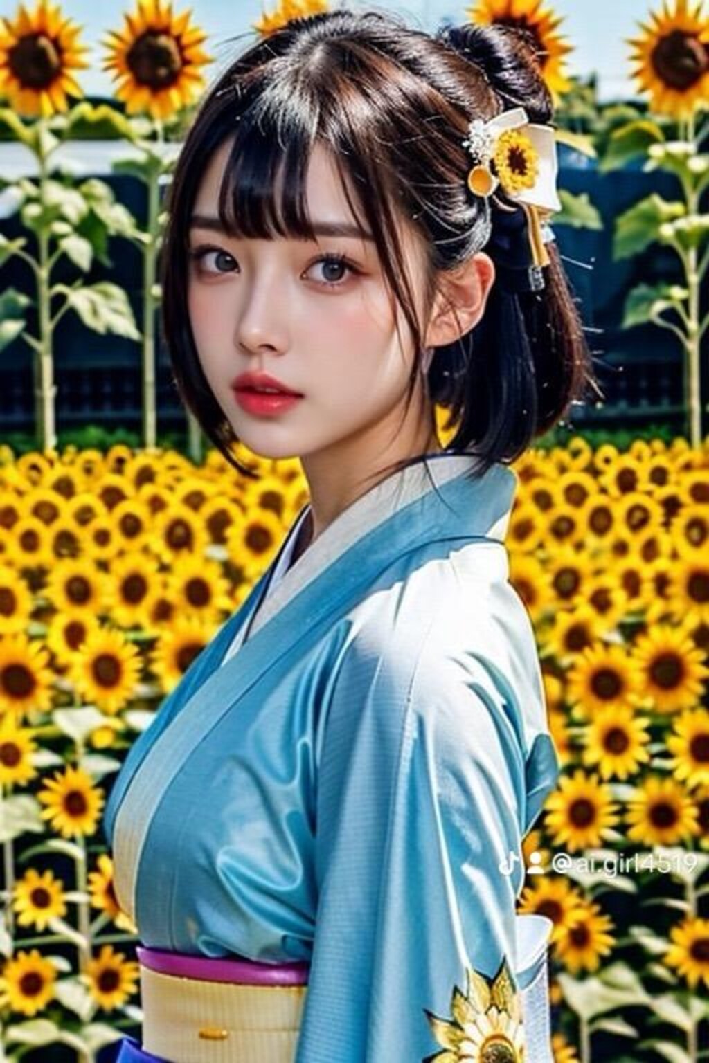 ひまわりと着物