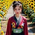 ひまわりと着物 3枚目