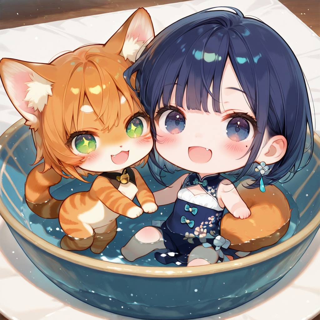あいときなこのお椀でどんぶらこ！ | の人気AIイラスト・グラビア