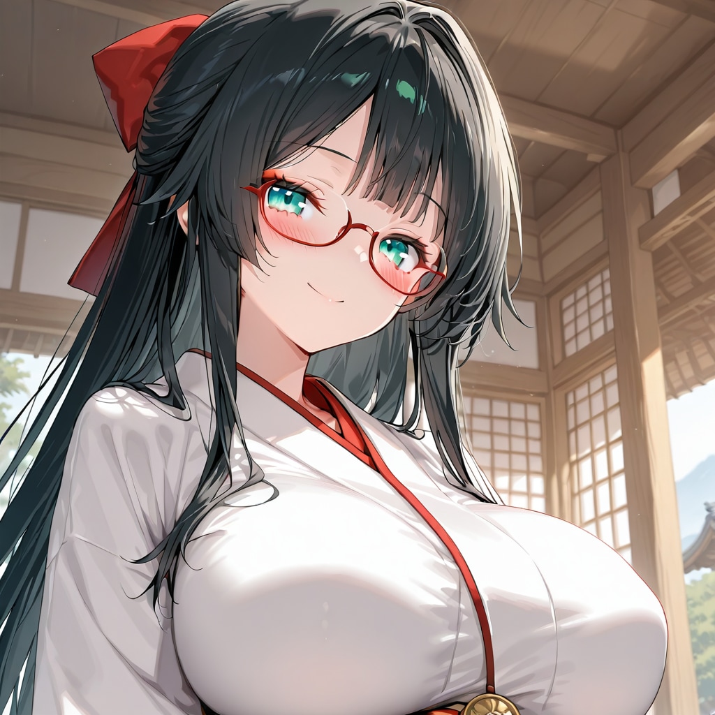 あけおめ眼鏡巫女さん