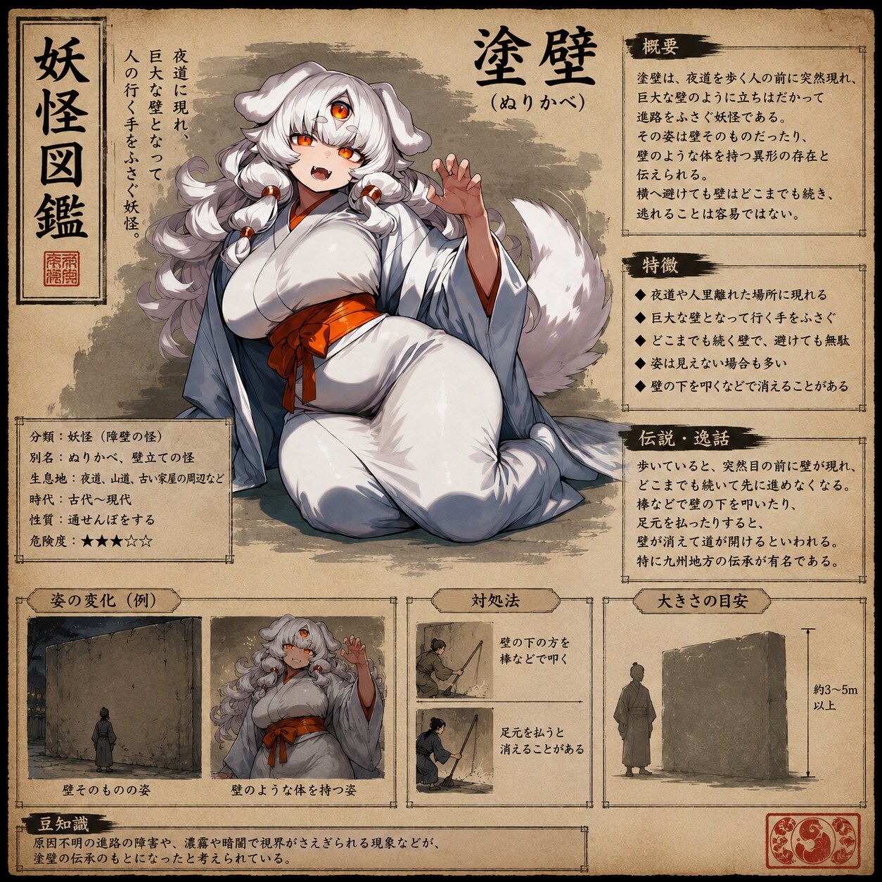 妖怪図鑑【塗壁】 | の人気AIイラスト・グラビア