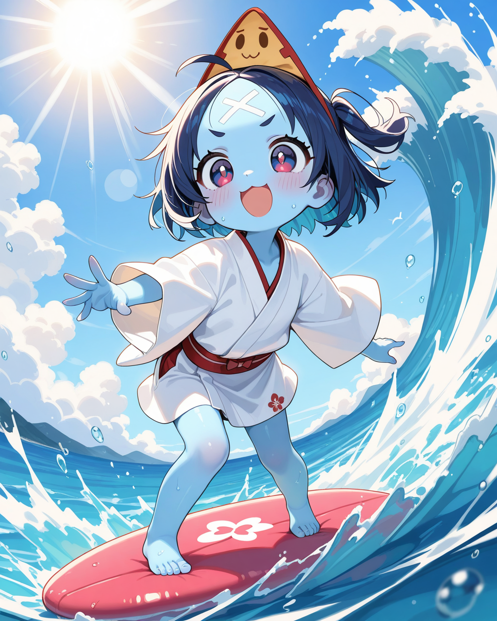 サーフィンを楽しむ幽霊ちゃん