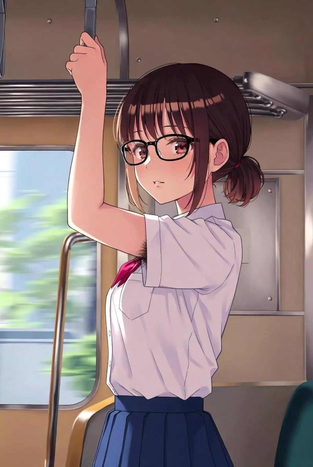 夏、少女、制服、腋毛