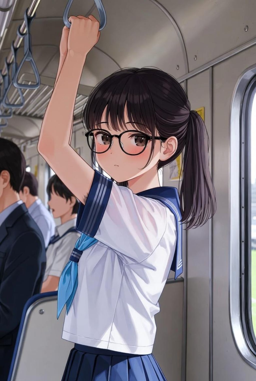 夏、少女、制服、腋毛