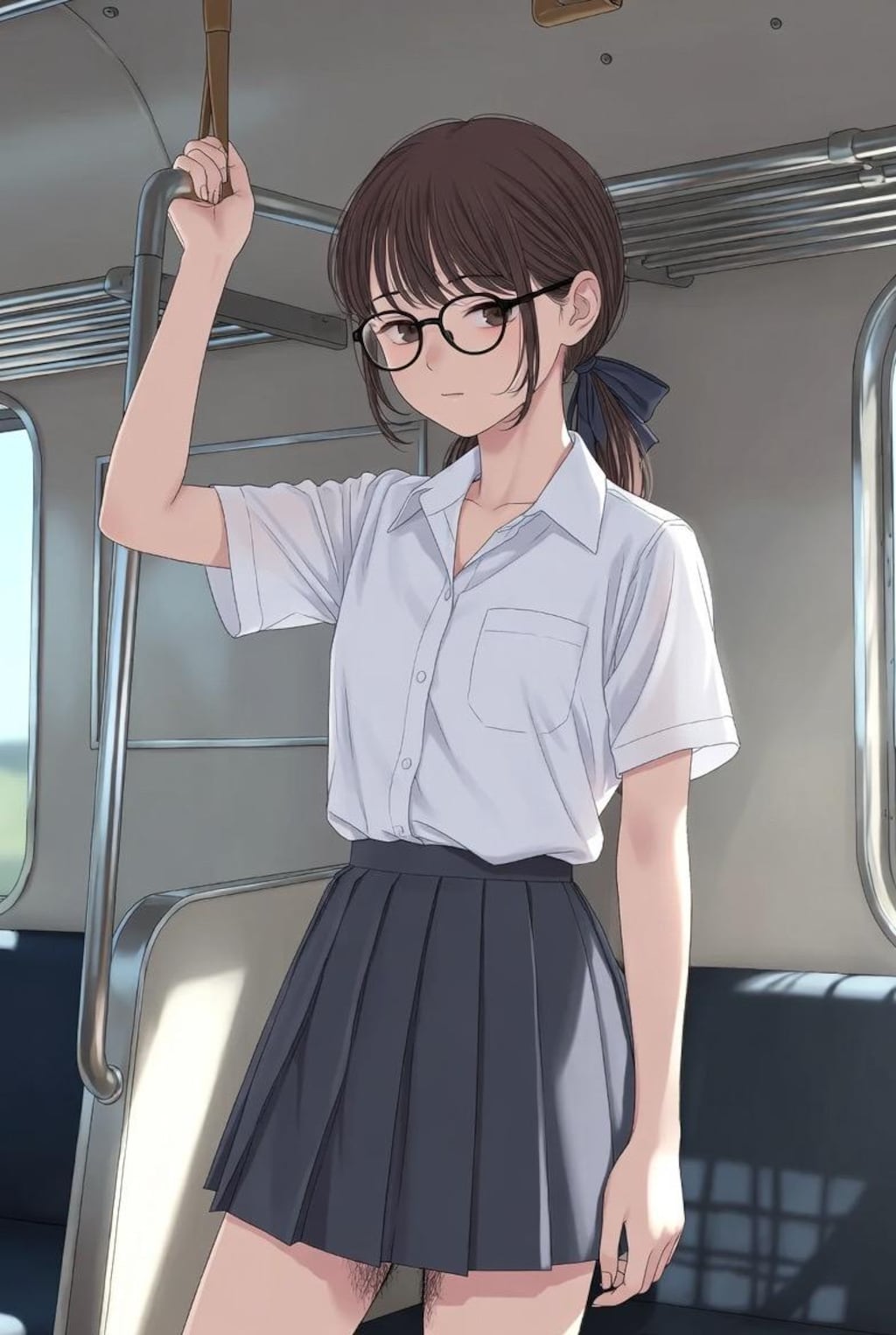 夏、少女、制服、腋毛