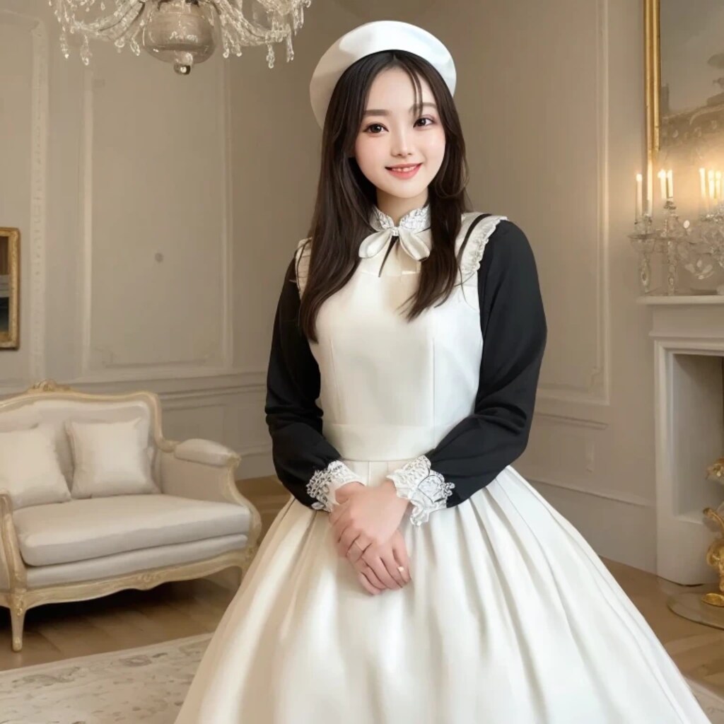 黒髪ロングでメイド服の美女１１９