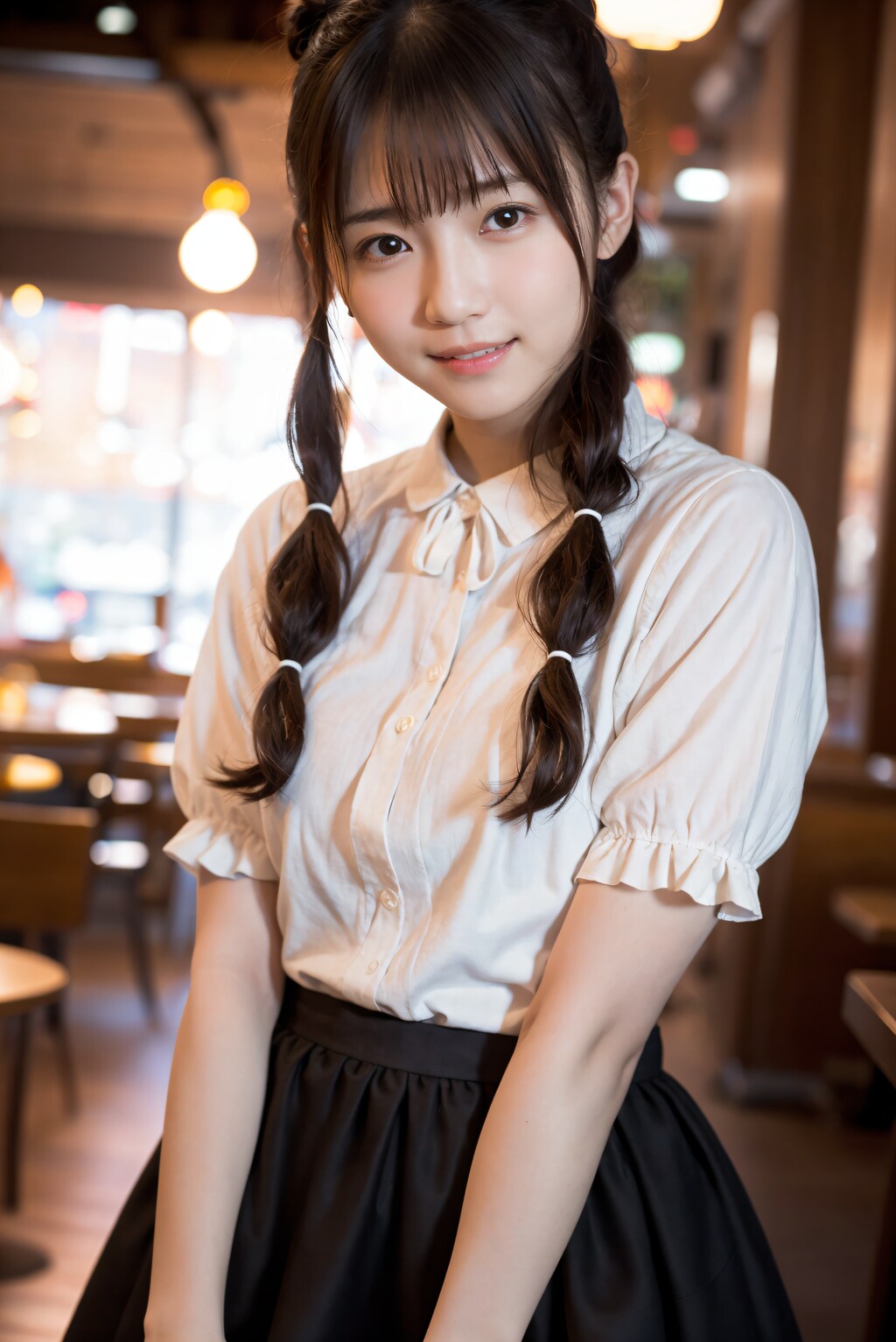 喫茶店のツインテールの女の子