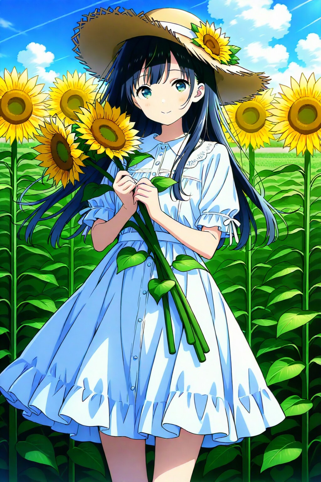 向日葵畑で出会った少女